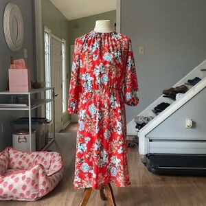 H&M Red Floral Midi Dress